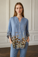 Tully Leopard Hem Notch Neck Shirt