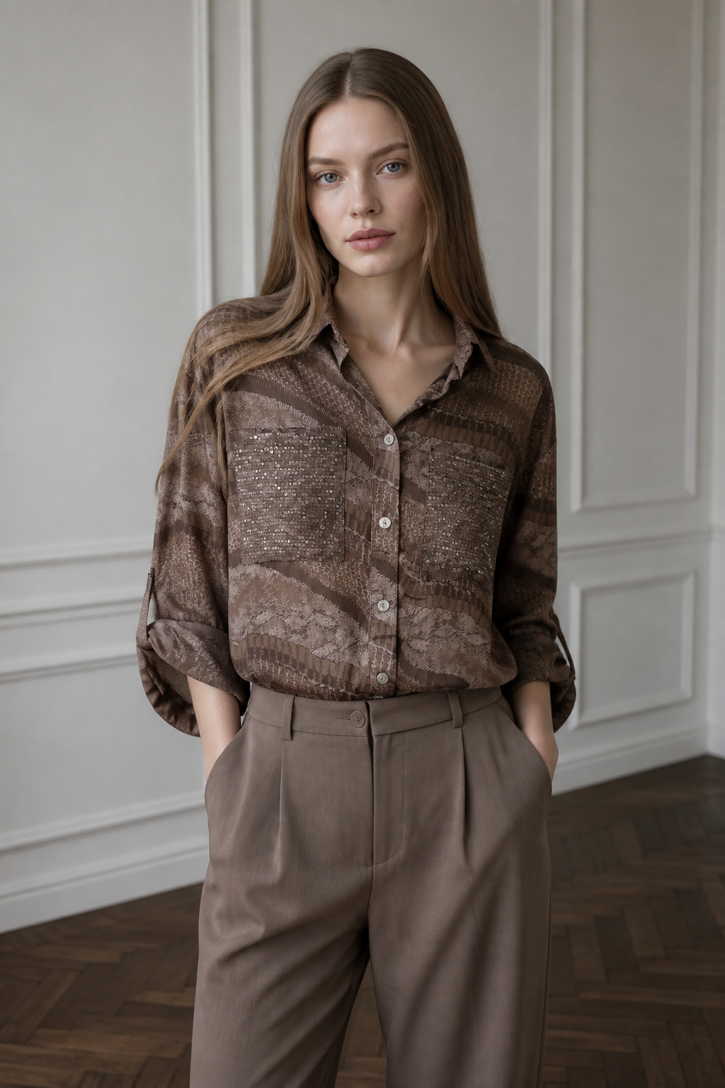 Dionne Snake Print Drawstring Shirt