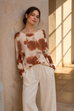 Mindy Cloud Print Batwing Knit
