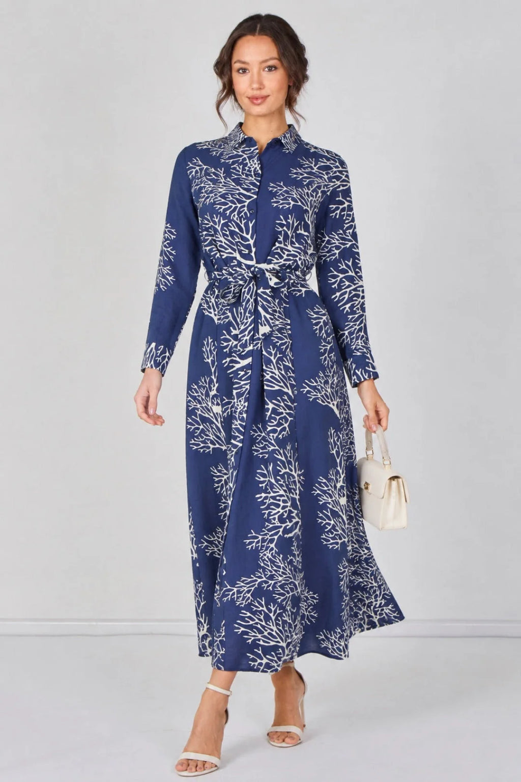 Lainey Coral Print Shirt Dress