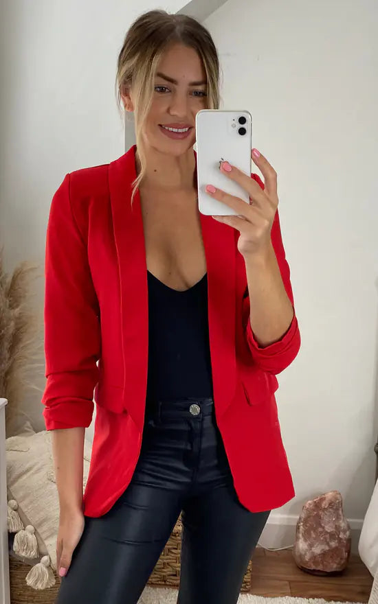 Angelina Ruched Sleeve Blazer