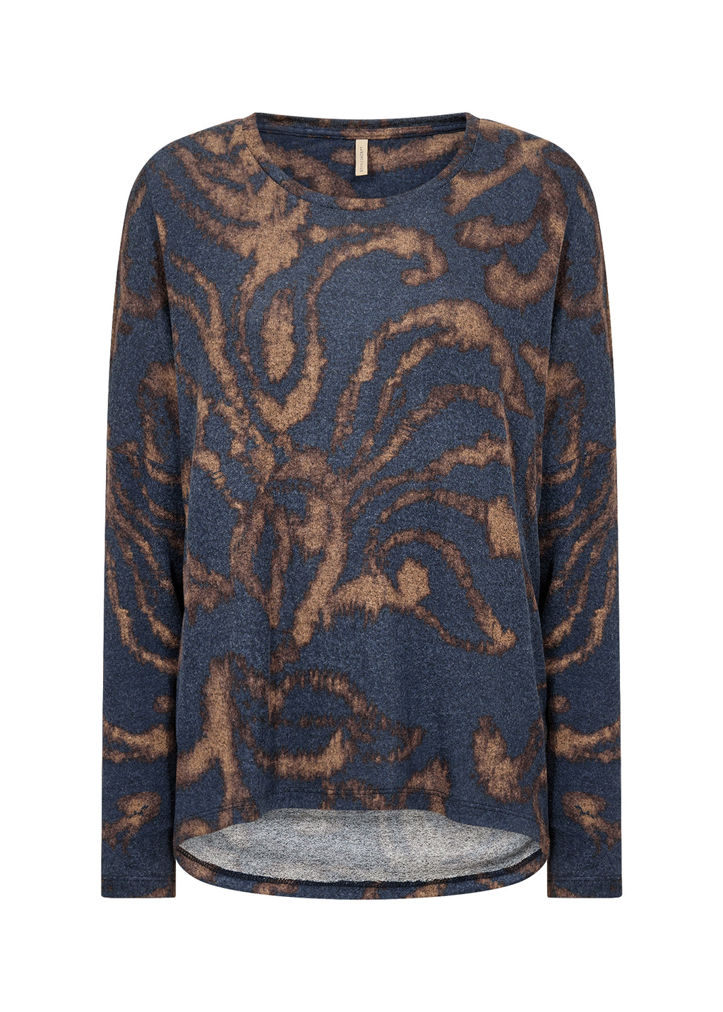 Biara Fleece Abstract Leaf Print Top