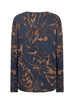 Biara Fleece Abstract Leaf Print Top