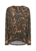 Biara Fleece Abstract Leaf Print Top