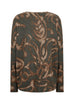 Biara Fleece Abstract Leaf Print Top