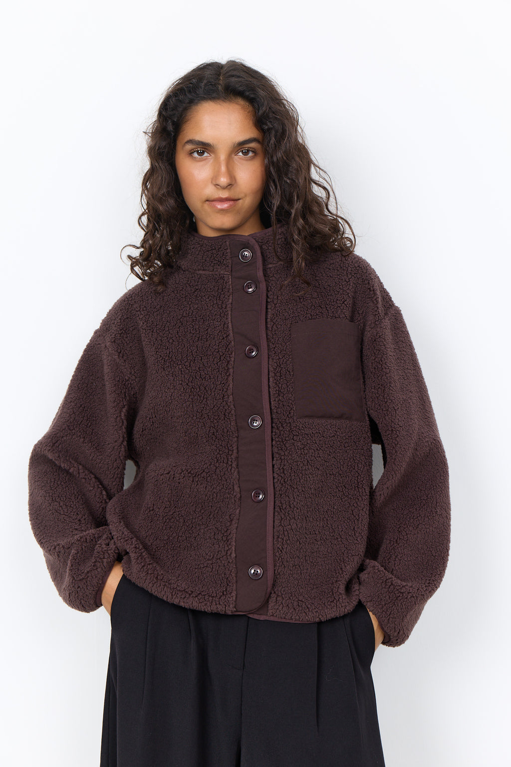 Onyx Buttoned Borg Jacket