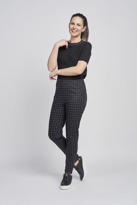 Eden Small Check Pull On Brushed Trousers