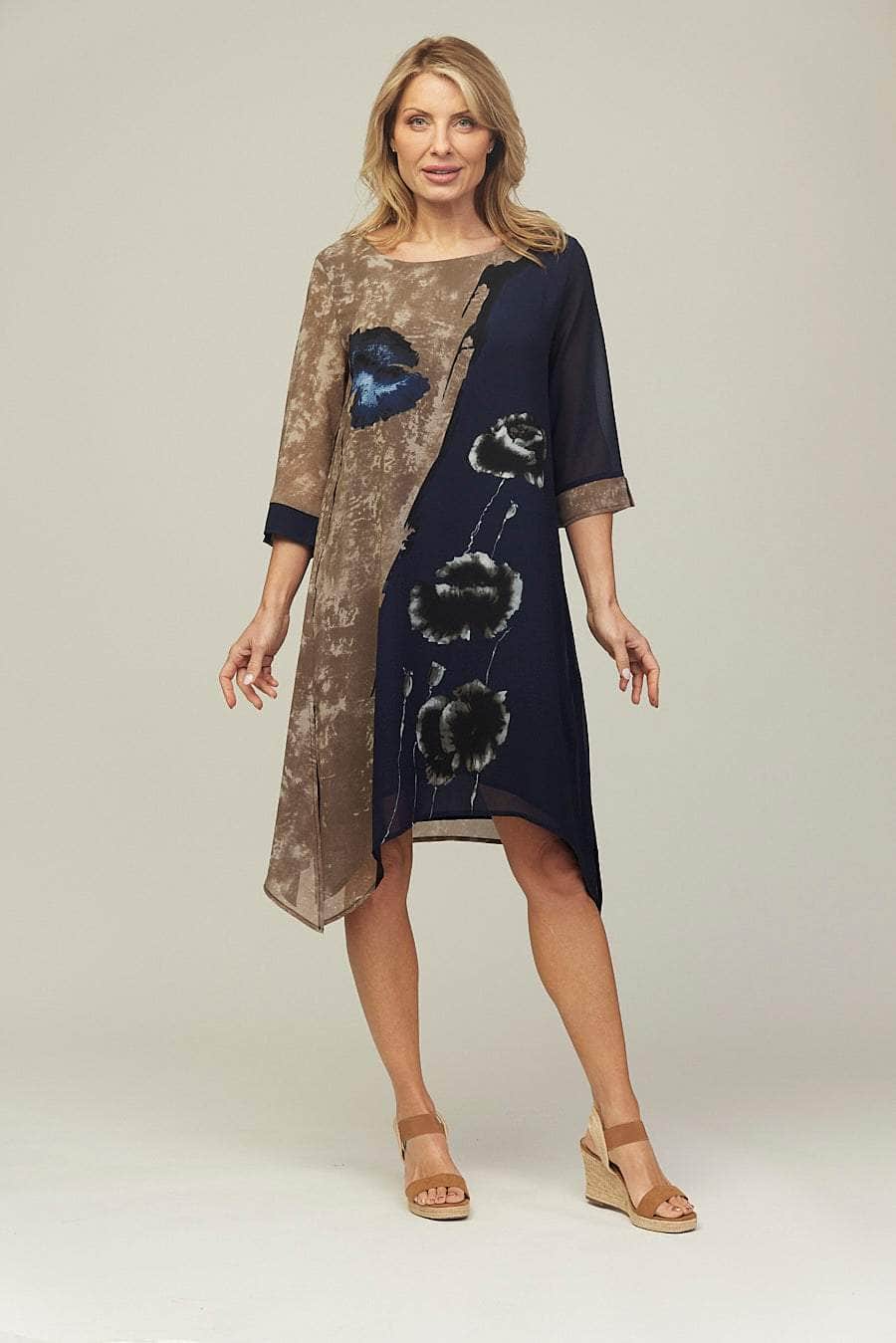 Dee Poppy Print Double Layer Dress