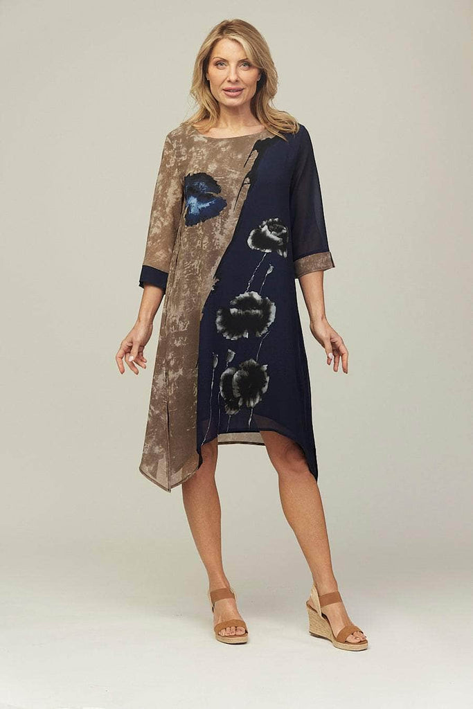 Dee Poppy Print Double Layer Dress