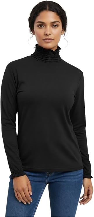 Annalise Ruffle Neck Fine Polo