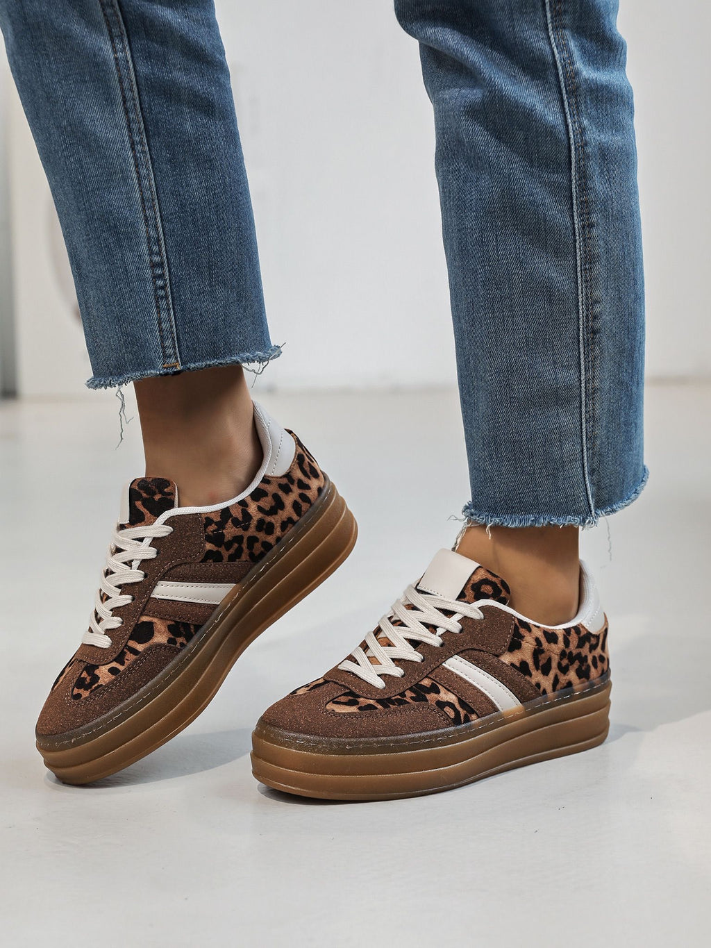 Nadine Flatform Animal Print Trainers