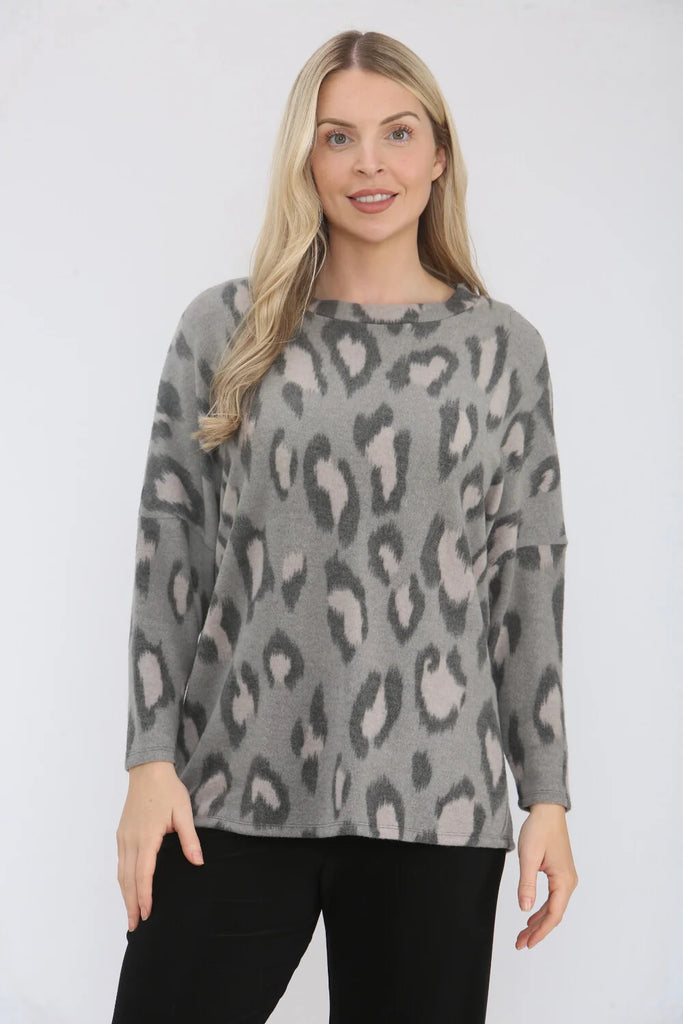 Maria Leopard Print Fleece Top