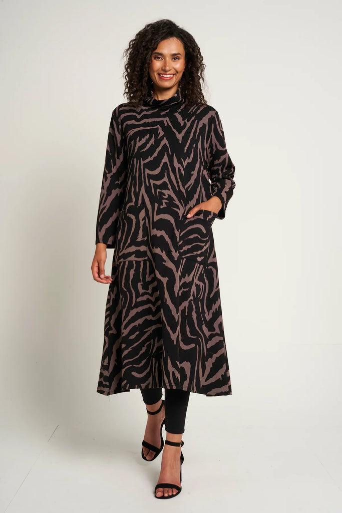 Maylene Abstract Wave Print Dress