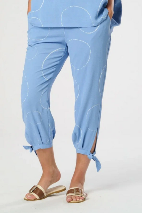 Emmy Circle Print Tie Hem Trousers