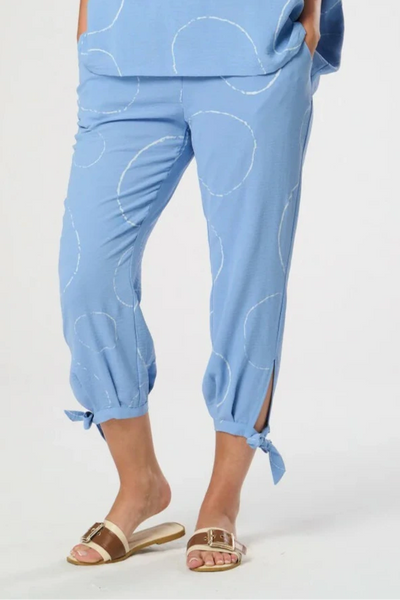 Emmy Circle Print Tie Hem Trousers