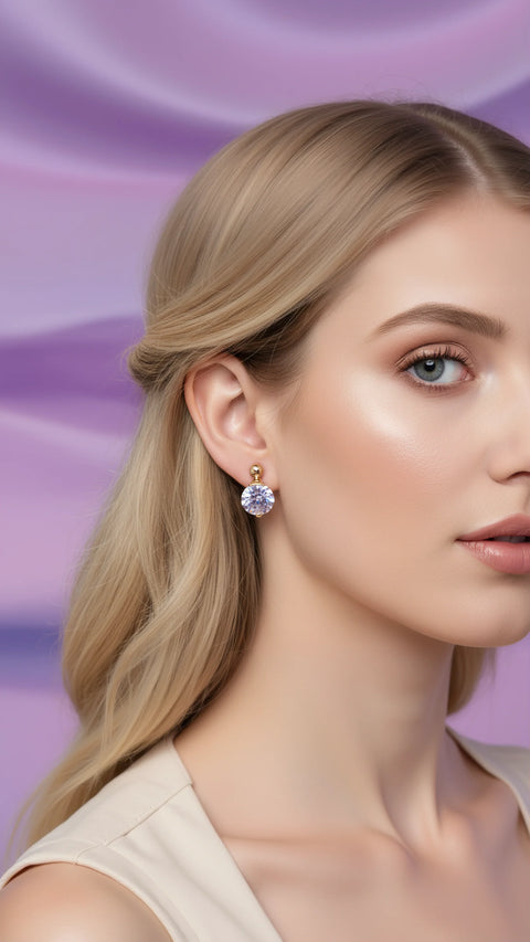 Nicole Round Cut Crystal Stud Earrings