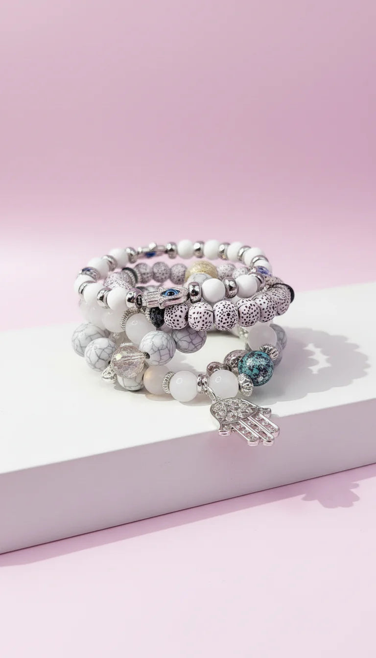 Dakotah Hamsa Charm Beaded Bracelet Set