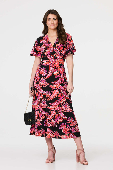 Jess Abstract Print Crossover Dress