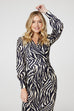 Florine Zebra Print Crossover Midi Dress