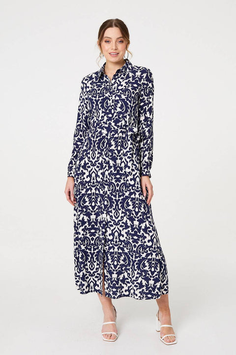 Lola Ikat Print Shirt Dress