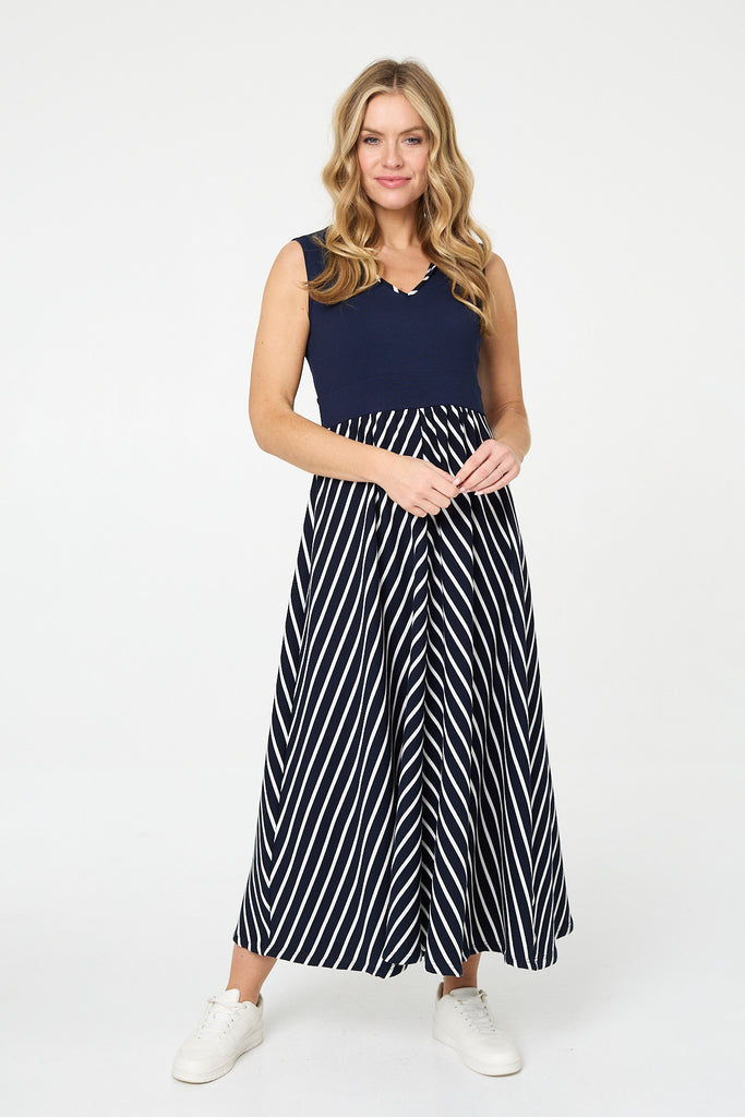Julie Chevron Print Sleeveless Maxi Dress