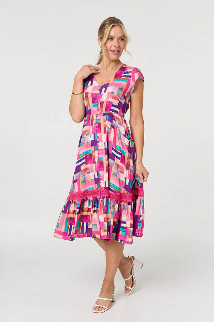 Bryony Geometric Print Midi Dress