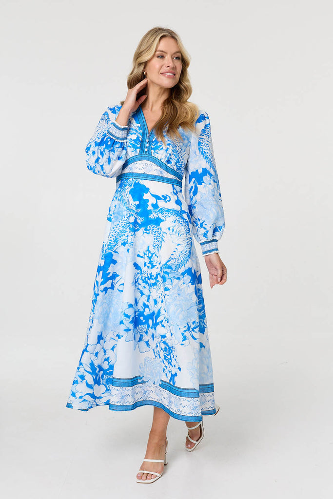 Celia Chinoiserie Print Maxi Dress