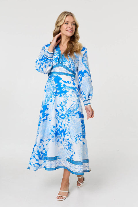 Celia Chinoiserie Print Maxi Dress