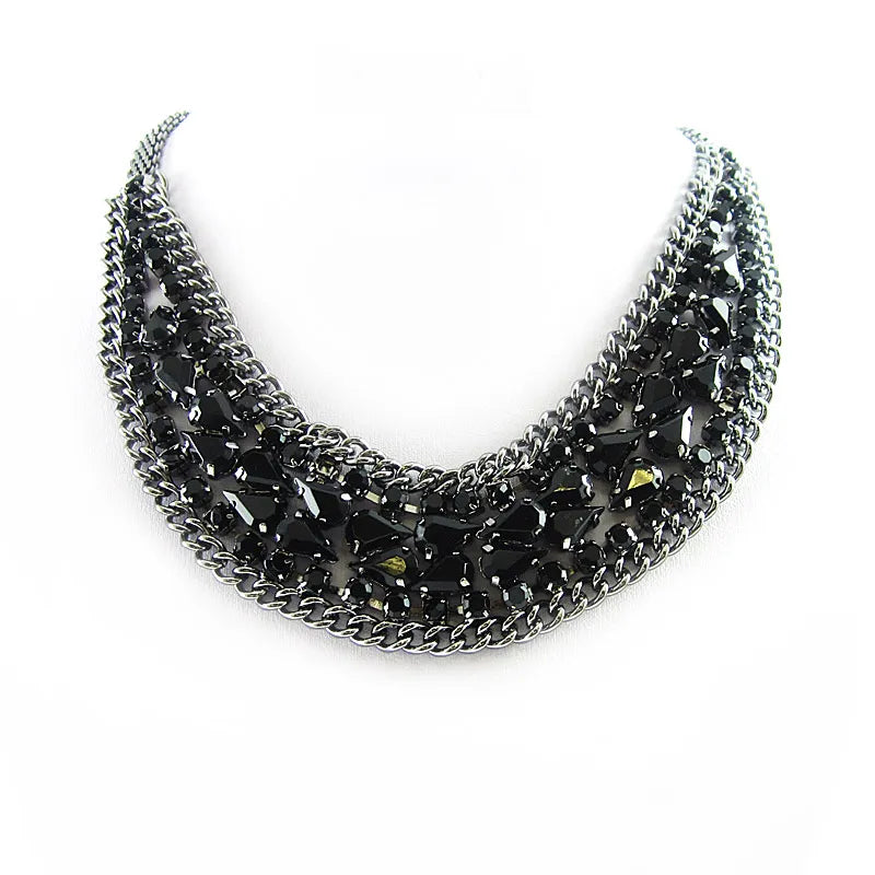 LARON FINERYS BLACK WIRED RINGS STATEMENT NECKLACE SET Jewellery Set