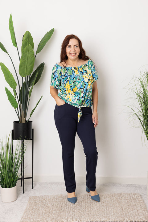 Shayla Tie Front Floral Bardot Top