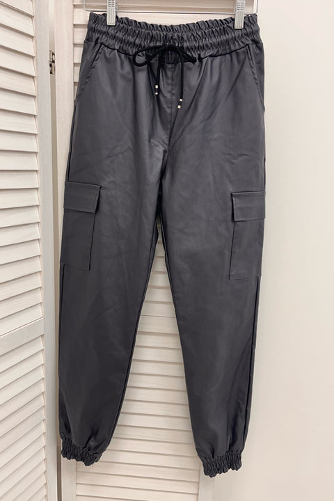 Anisa Cargo Style Pleather Trousers