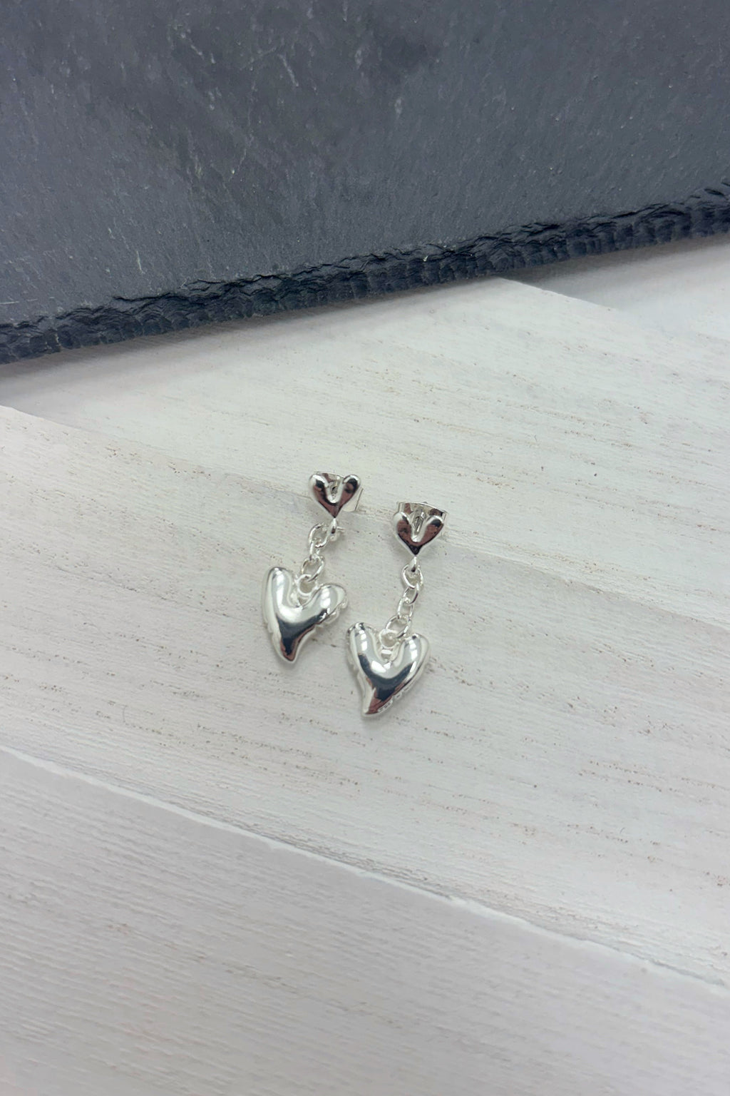 Lila Heart Drop Earrings