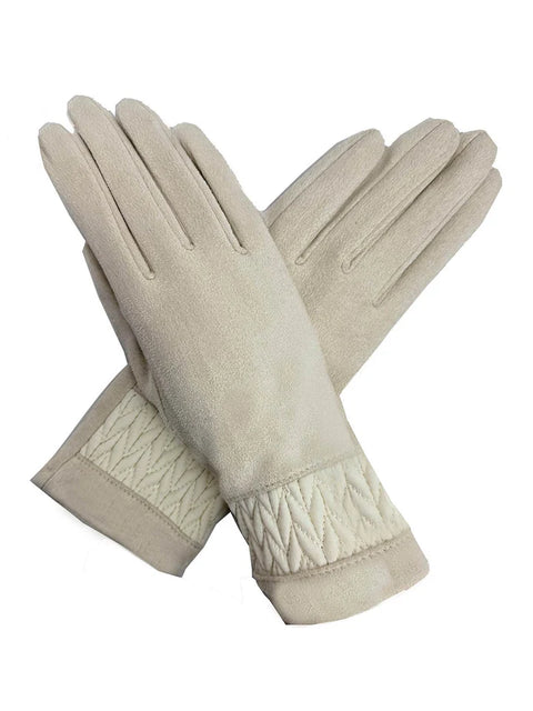 Petra Quilted Detail Suedette Gloves
