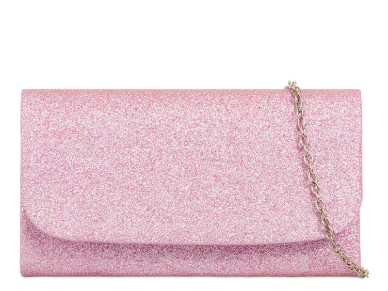 Pink sparkle clutch bag deals