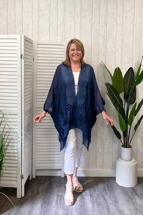 Yvonne Sequin Flower Kimono