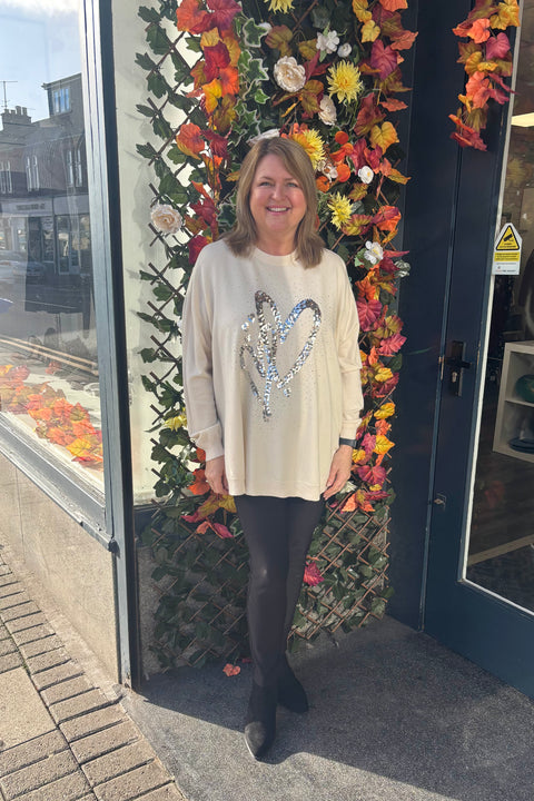 Heather Sequin Heart Knit