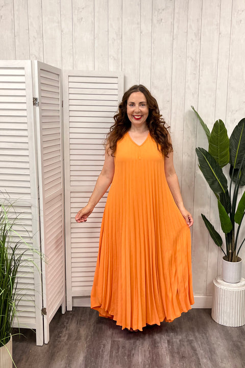 Nadia Sunray Pleated Maxi Dress