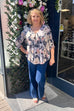 Lou Zip Detail Floral Print Top