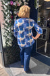 Lou Zip Detail Brushstroke Print Top