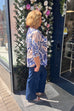 Lou Zip Detail Leaf Print Top