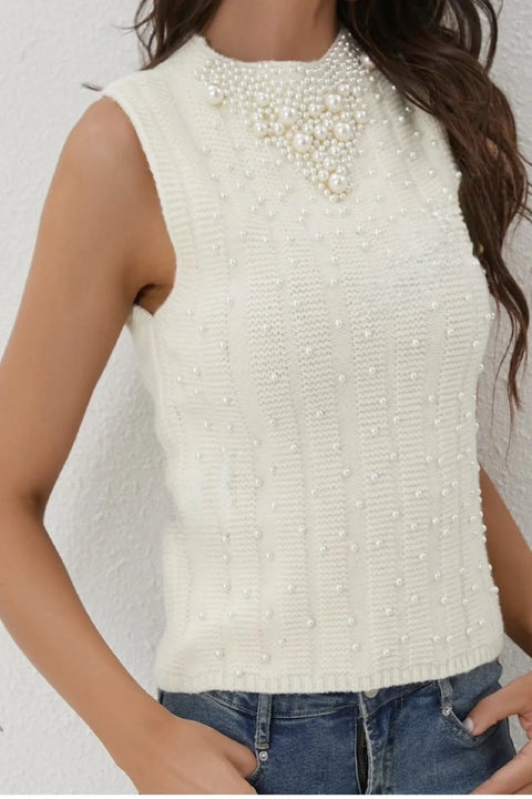 Estelle Pearl Detail Sleeveless Knit