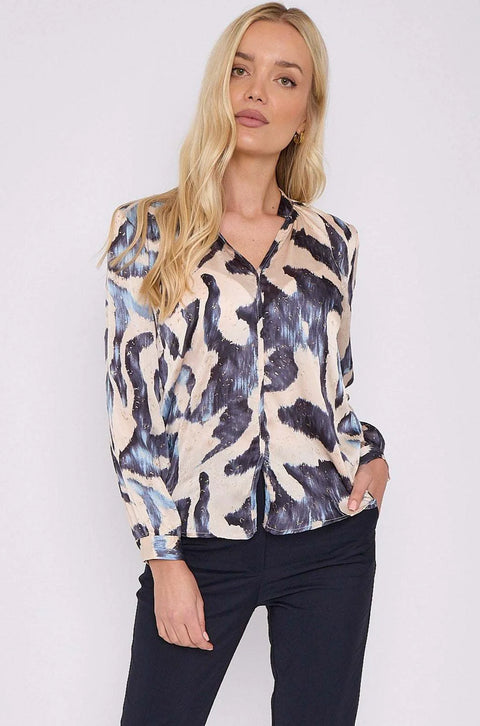 Nancy Abstract Print Shirt Top