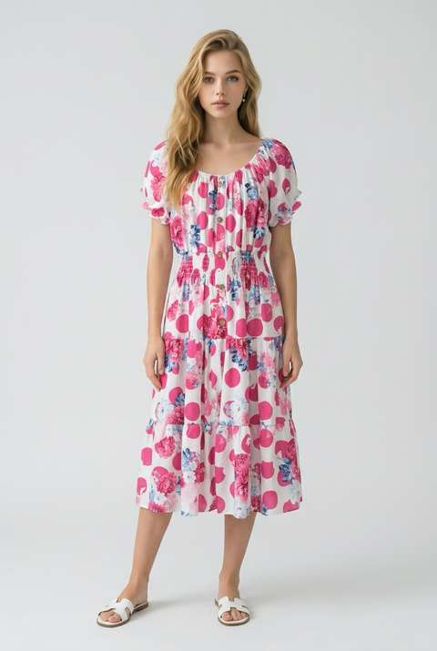 Eloise Floral Spot Midi Dress