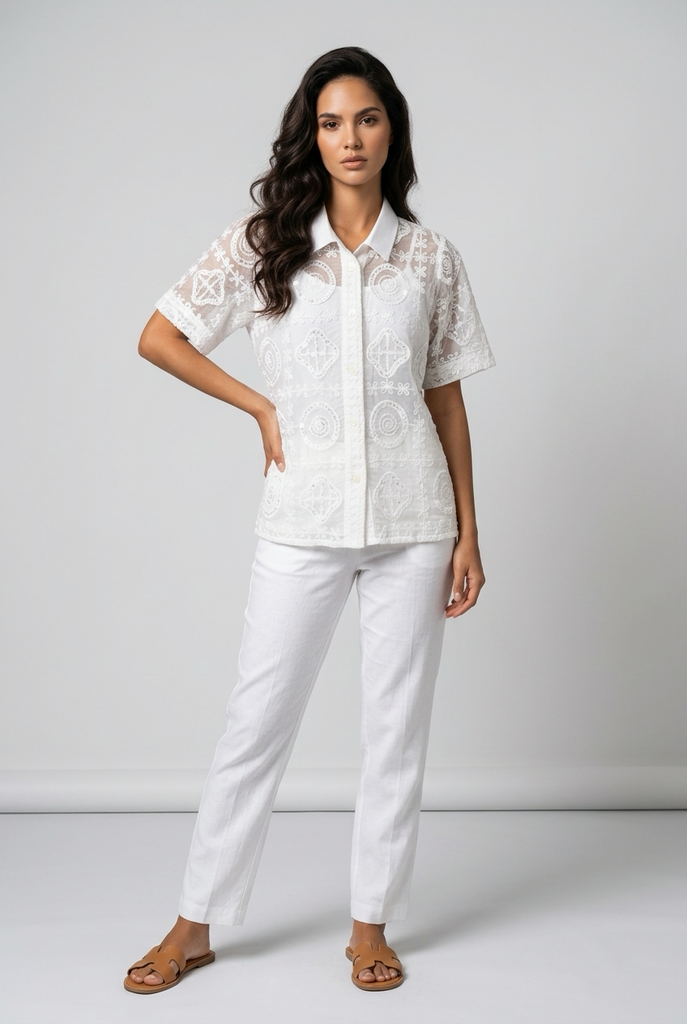 Skylar Embroidered Sequin Detail Shirt