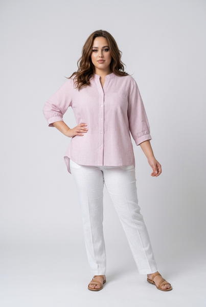 Jilly Fine Stripe Notch Neck Shirt