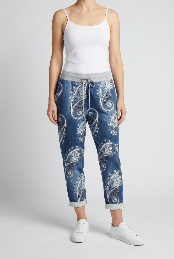 Harriet Paisley Print Jean Joggers