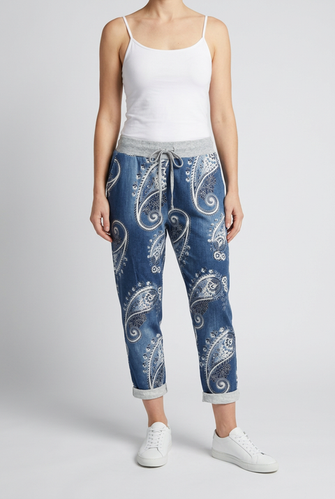 Harriet Paisley Print Jean Joggers