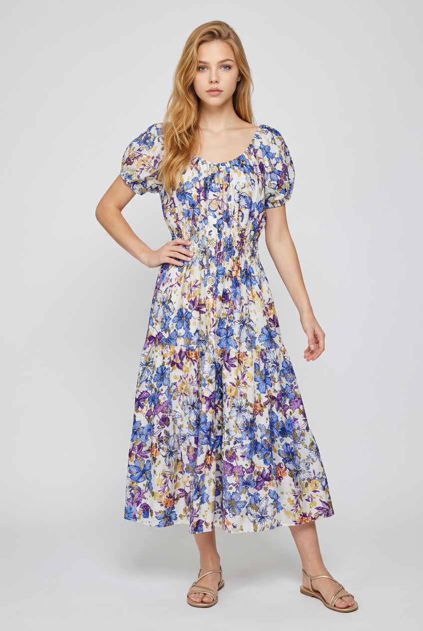 Eloise Flower Garden Midi Dress