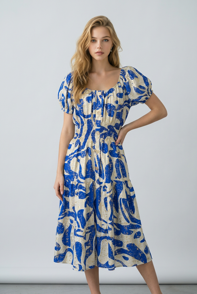 Eloise Abstract Speckle Midi Dress