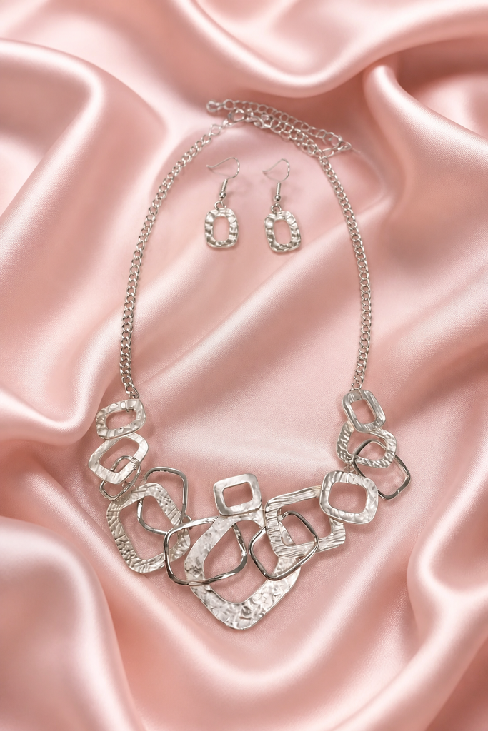 Eva Abstract Square Necklace & Earrings Set